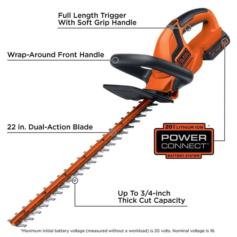 BLACK+DECKER 20V MAX* Cordless Hedge Trimmer, 22-Inch - LHT2220 gallery