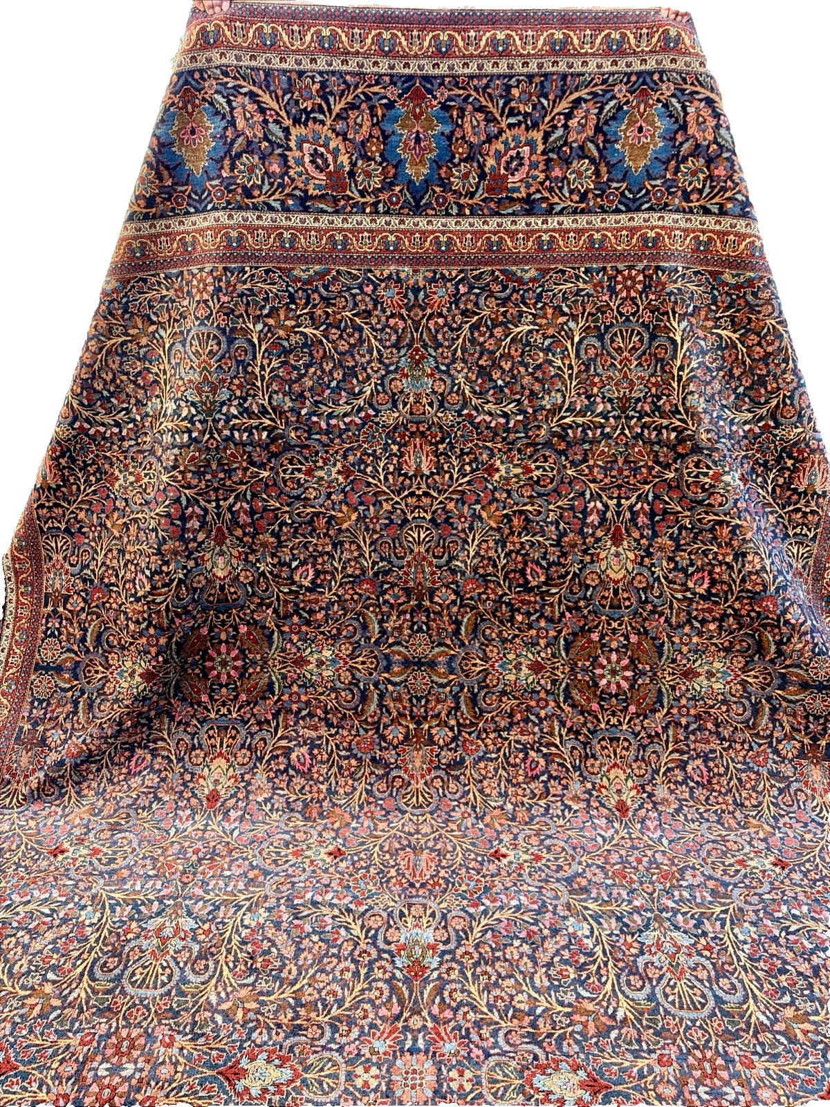 Auth: CI 1900 Antique Kashaan Rug RARE Orientalist STAR AZURE 11x18 gallery