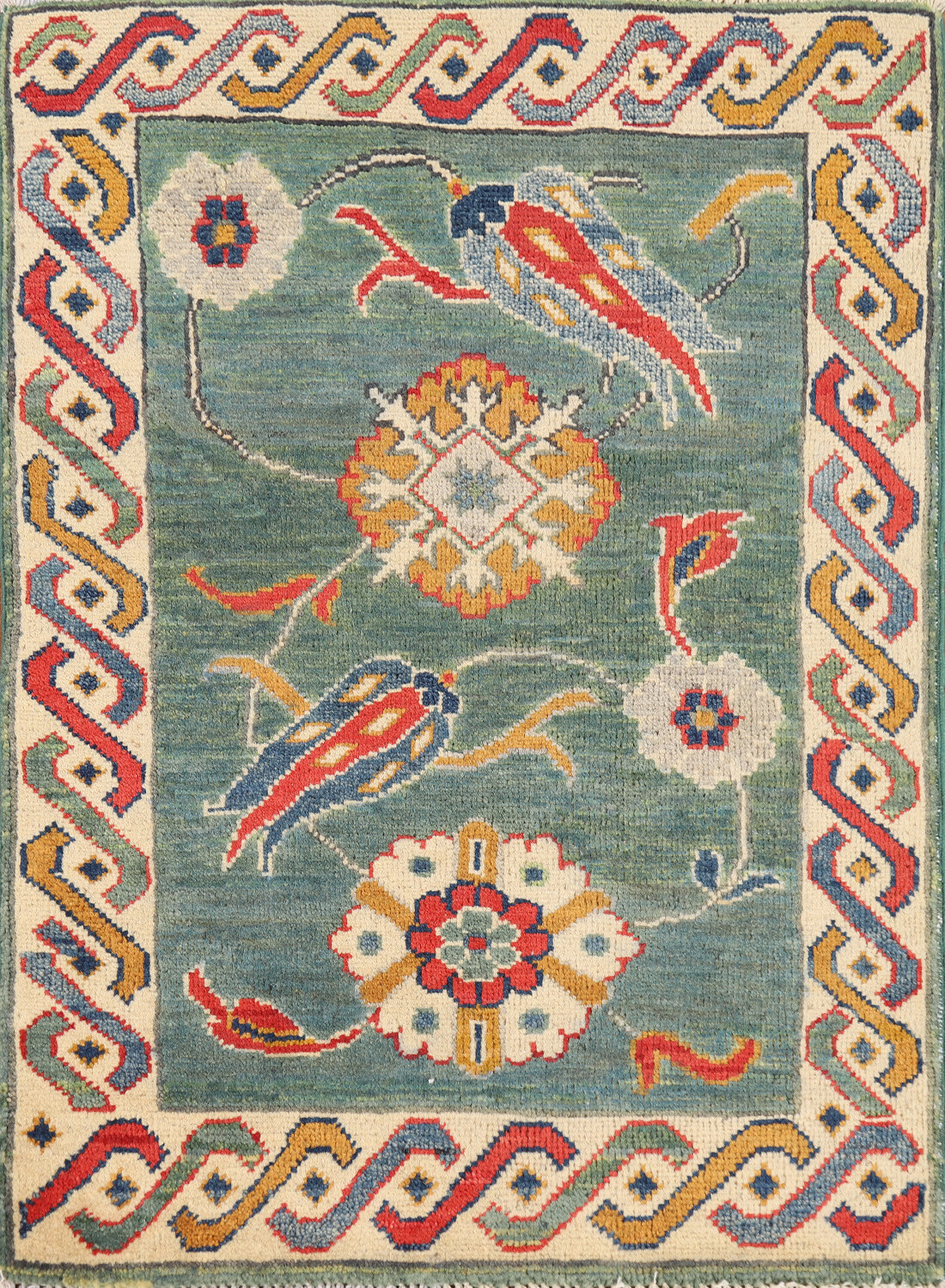 Geometric Kazak Accent Rug Handmade Art Rich Colors, Cultural Heritage 2x3 ft gallery