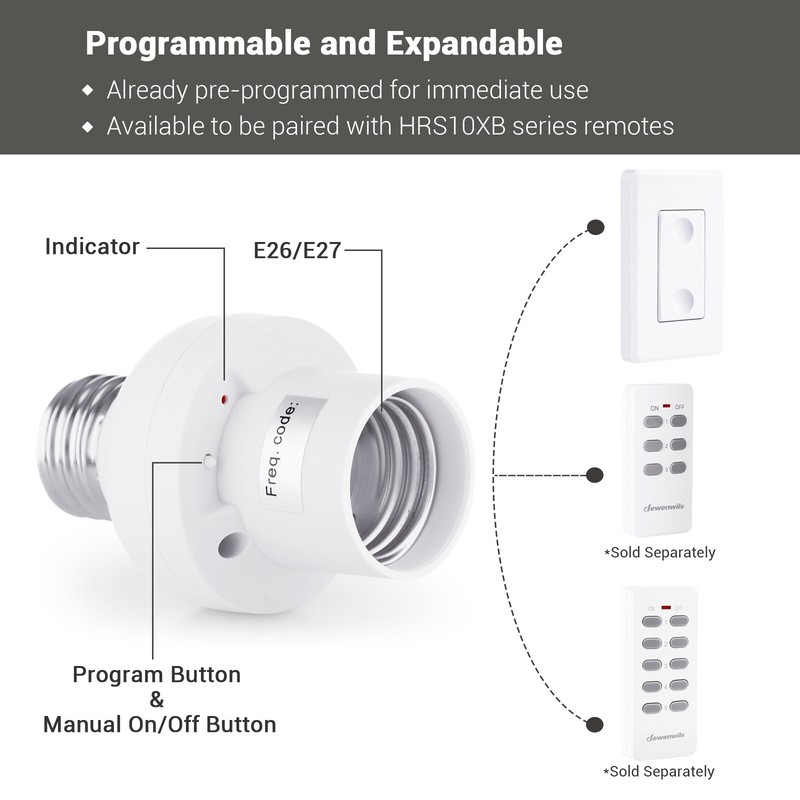 DEWENWILS Remote Control Light Socket Wireless Light Switch and Receiver Set gallery