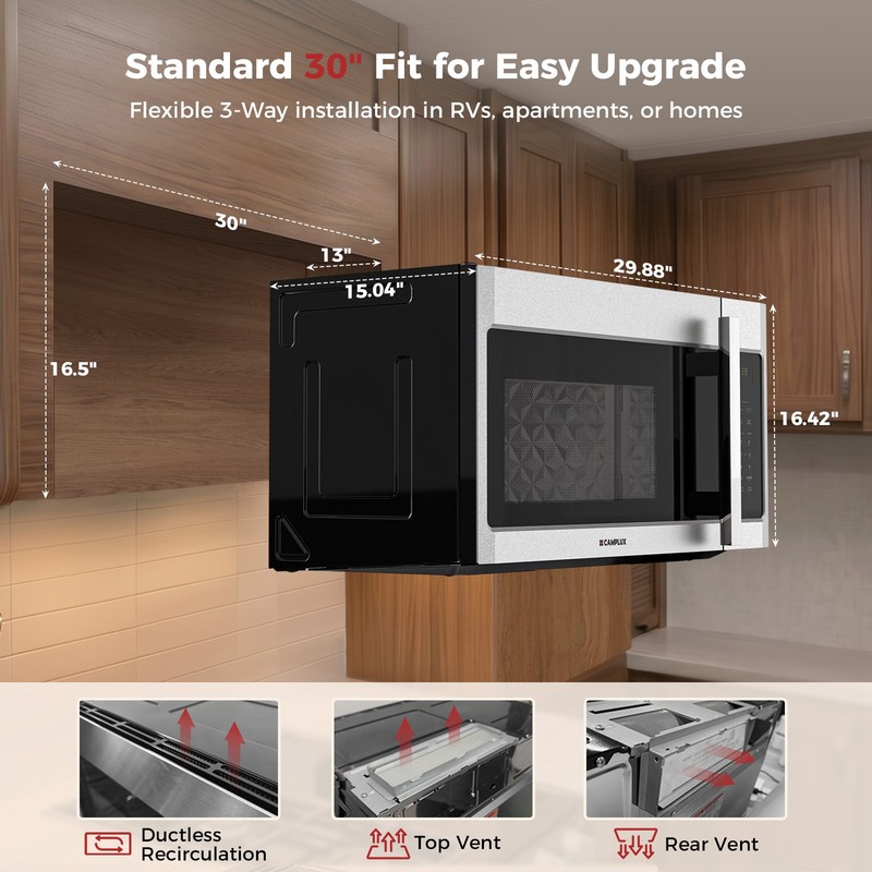 Matte Black 17" RV Range Oven Propane & 30in OTR Microwave Vent Camper Upgrade gallery