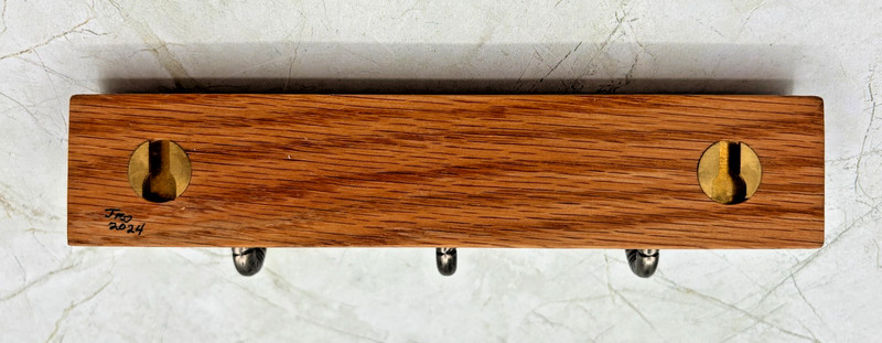Artisan Signed Oak Dragonfly 3 Hook Key Rack Handmade 2024 Bradenton FL Bonefish gallery