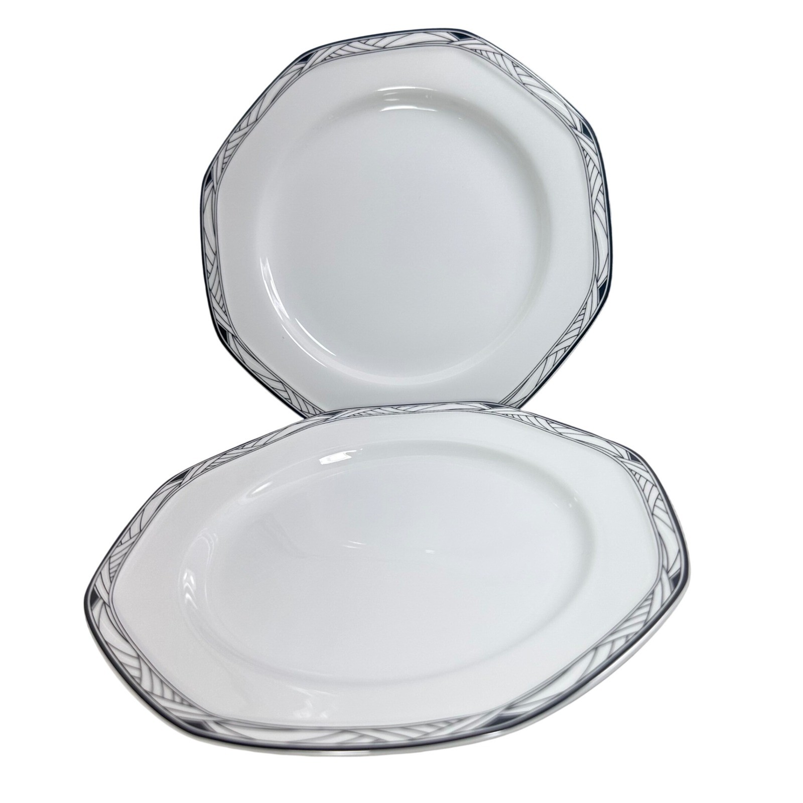 Studio Nova Synthesis Y0031 Octagonal Salad Plates Set of 2 Black Grey White 8in gallery