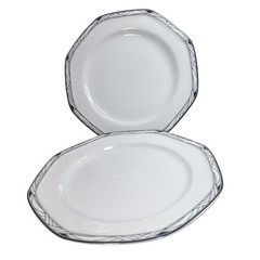 Studio Nova Synthesis Y0031 Octagonal Salad Plates Set of 2 Black Grey White 8in
