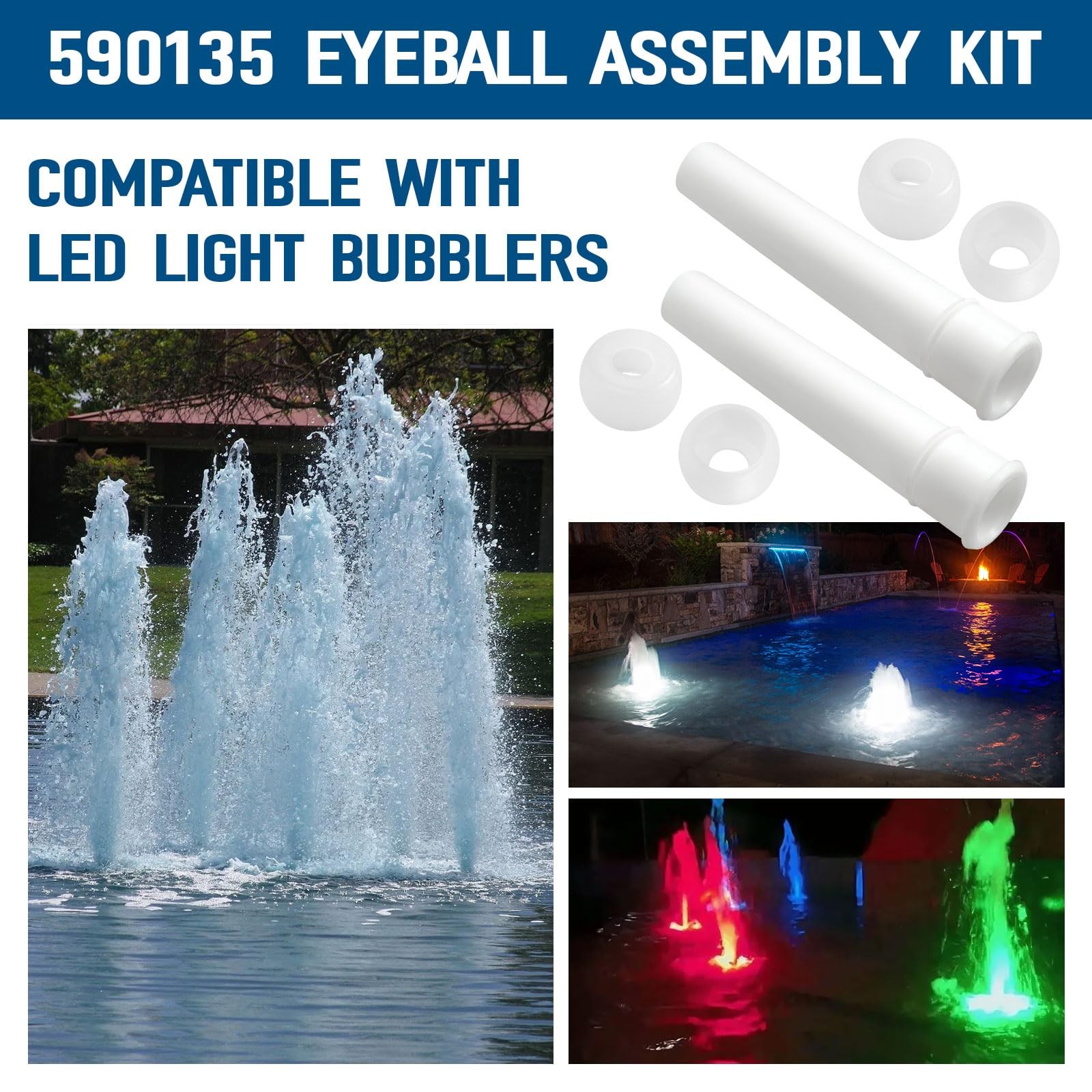 Eyeball Assembly Kit for Pool Bubbler Nozzle LED Light Fountain Parts 2 Sets gallery