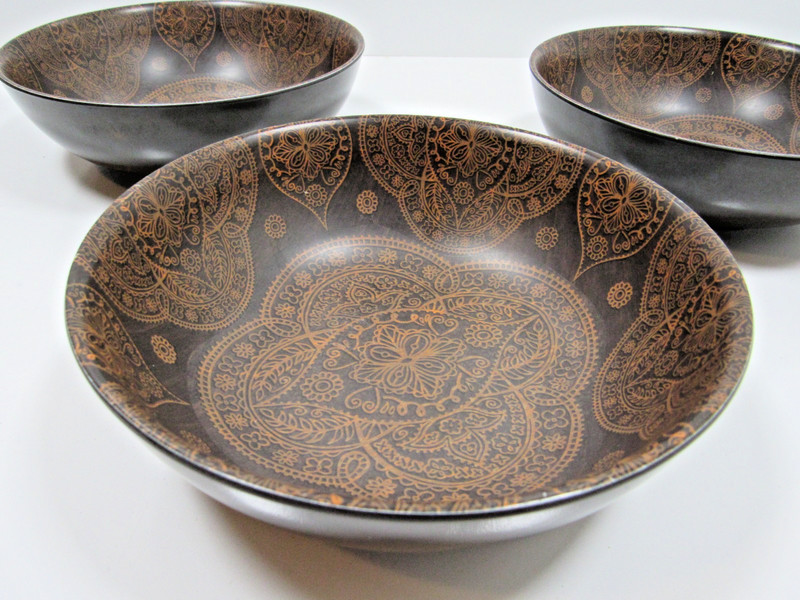 Decoctive Mandala Pattern 100% Melamine Earthy Salad / Cereal Bowls - Set of 3 gallery