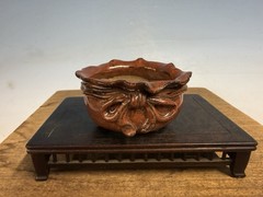 Japanese Unknown Maker Shohin Bonsai Tree Pot 3 1/8 By 1 3/4” Red Basket Glaze