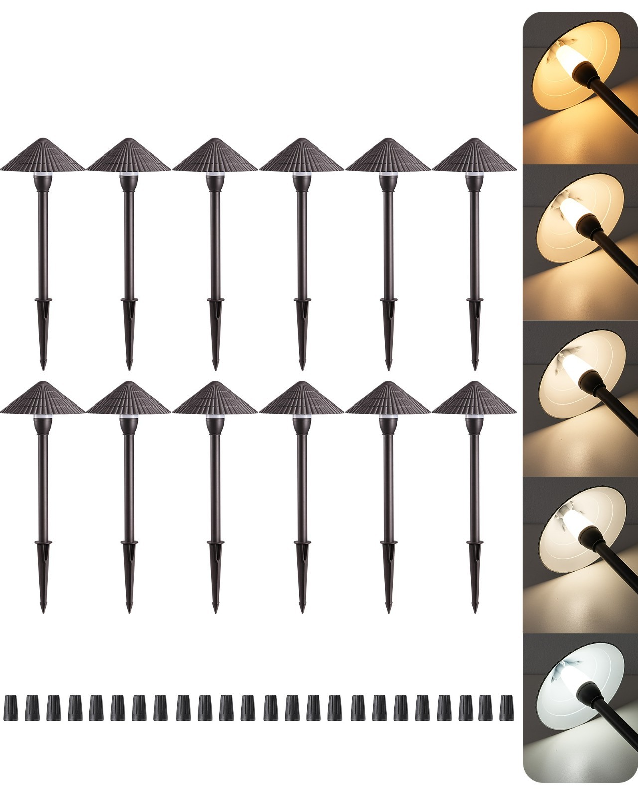 EDISHINE 12 Pack Low Voltage LED Path Lights, 5CCT Adjustable 2700K-5000K, IP65 gallery
