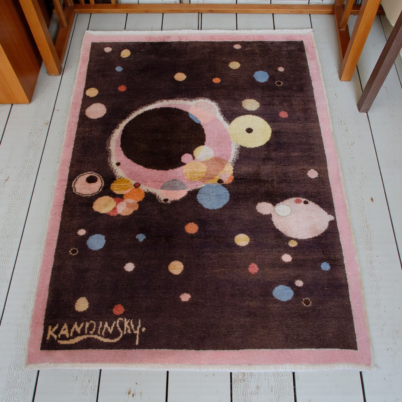 Kandinsky - Several Circles - Inspired Hand Knotted Area Rug Wall Rug 2′7″x3′8″ gallery