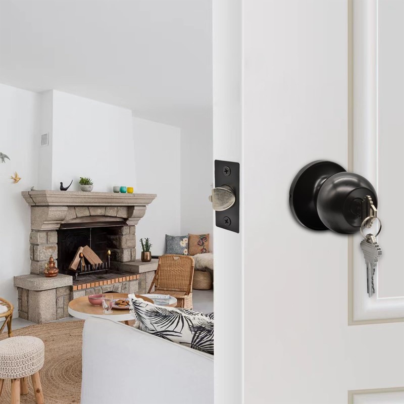 5 Backset Latch Keyed Entry Door Knob with Lock and Key, Standard Square gallery