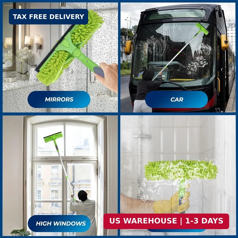 DSV Standard Window Squeegee Kit 10in Head 4-section Pole 62in Green gallery