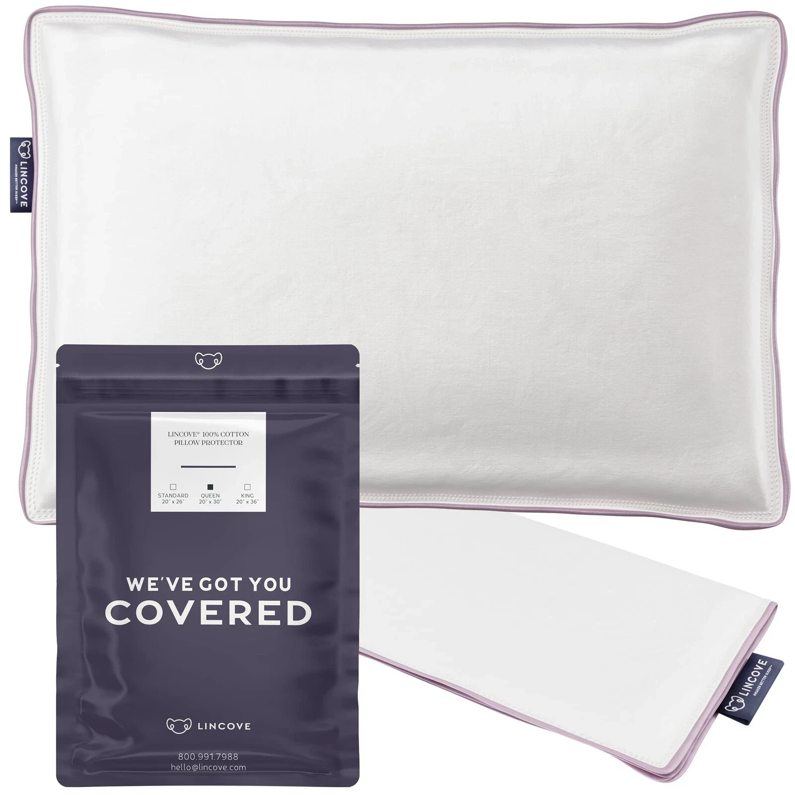 100% Cotton Sateen Pillow Protector Cover - PAIR Pillow Cover - 500 Thread QUEEN gallery