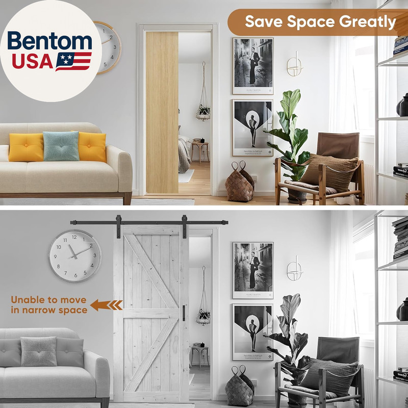 36x96 Pocket Door Frame Kit Soft Close 220lb for 2x4 Stud Wall gallery