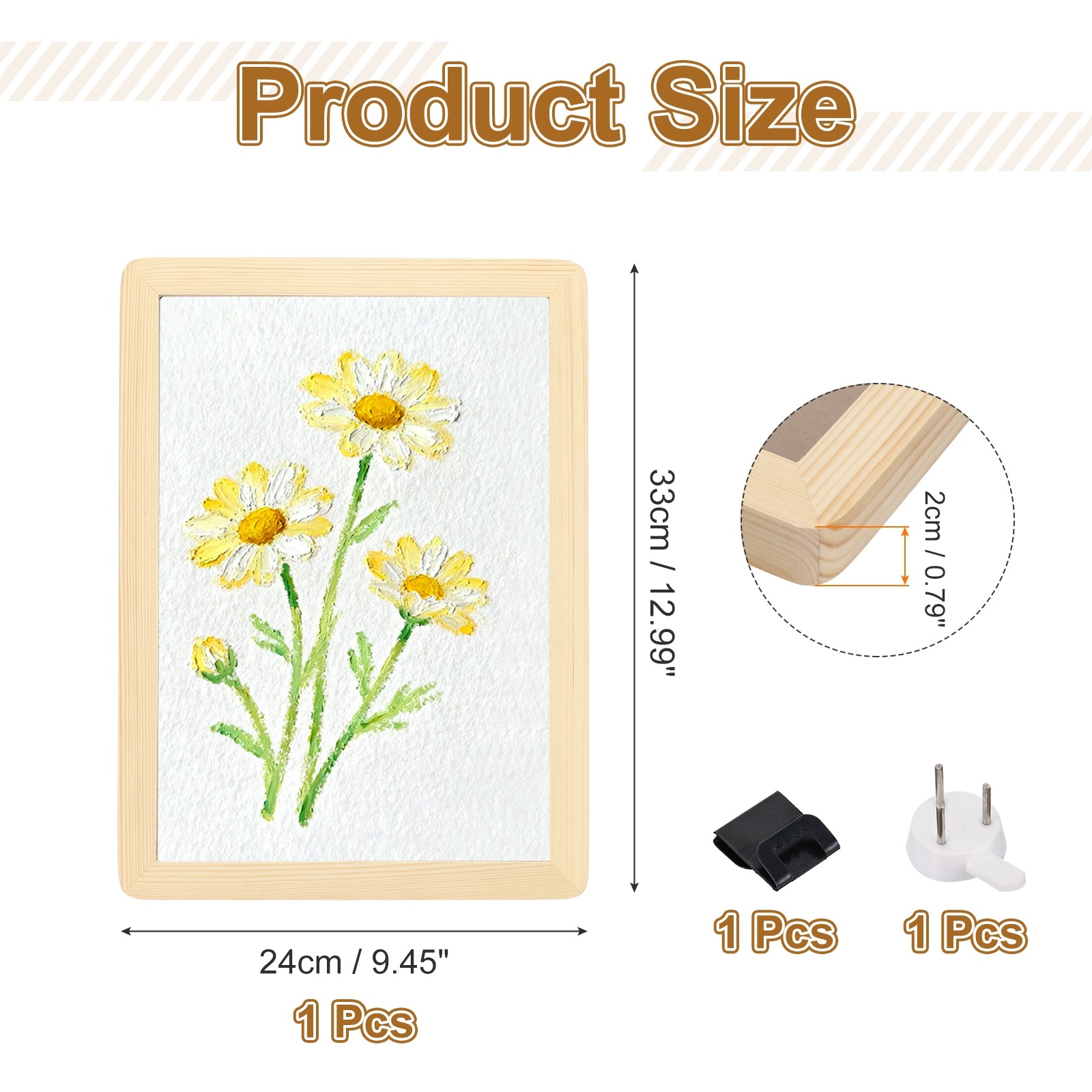 13x9.5" Natural Wood Color Rectangle Wood Photo Frame Rounded Corner Design gallery
