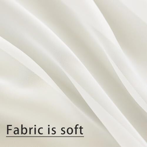 Semi Voile Sheer Curtains 84 Inches Long 2 Panels Rod Pocket 52"W x 84"L Ivory gallery