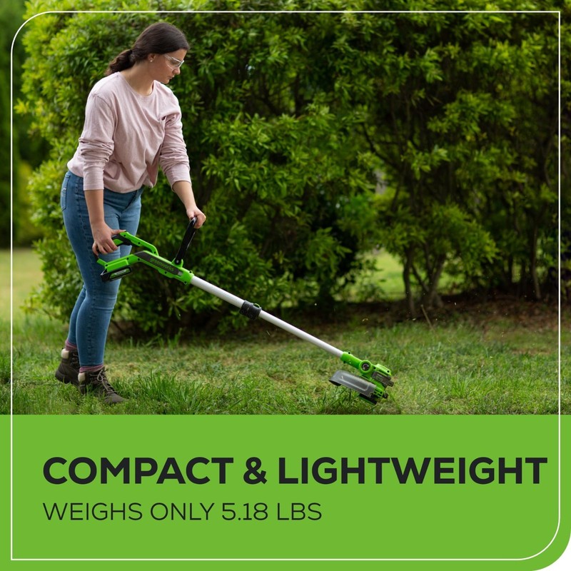 24V Cordless String Trimmer/Edger, 12" Cutting Width, Ultra-Light 6 lbs, Battery gallery