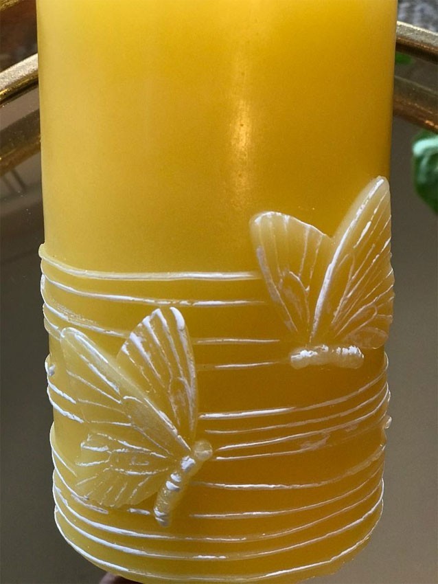 Yellow Wax With Butterfly Design Aquaflame Fountain Candle - Remote Control gallery
