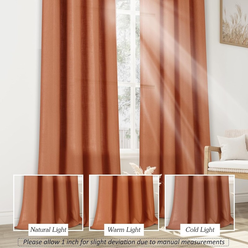 Versatile Light Filtering Terracotta Curtains 84-Inch - 2 Panels for All Rooms gallery