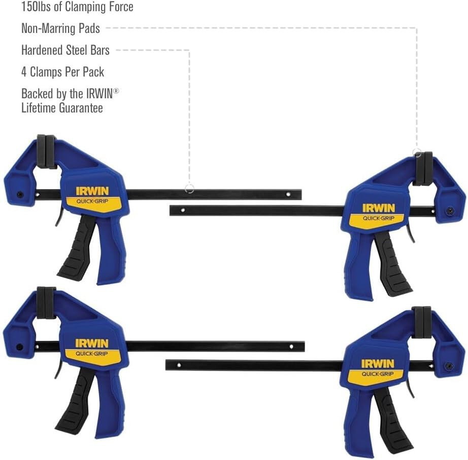 Irwin Quick-grip 1964758 One-handed Mini Bar Clamp 4 Pack, 6" gallery