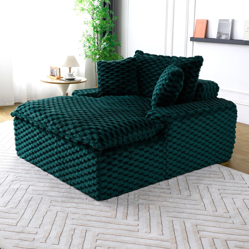 Luxury Single Sofa Couch Polyester Blend Loveseat Bearing Sofa w/Two Pillows gallery