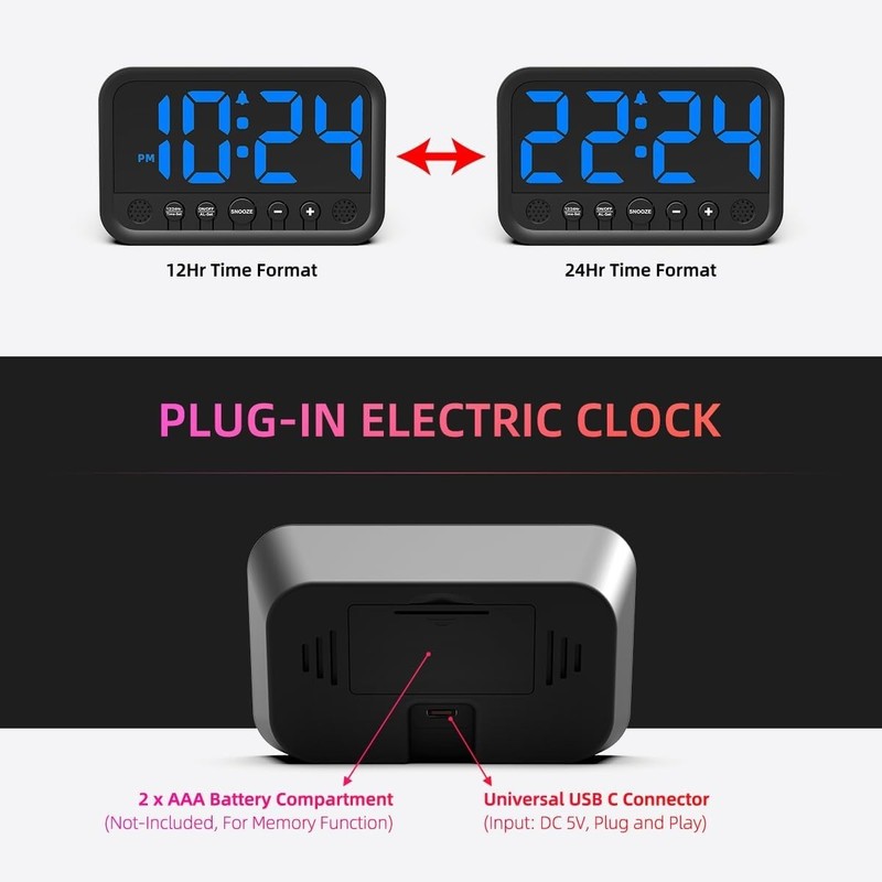 Super Extremely Extra Loud Alarm Clock for Very Heavy Sleeper Battery Backup NEW gallery