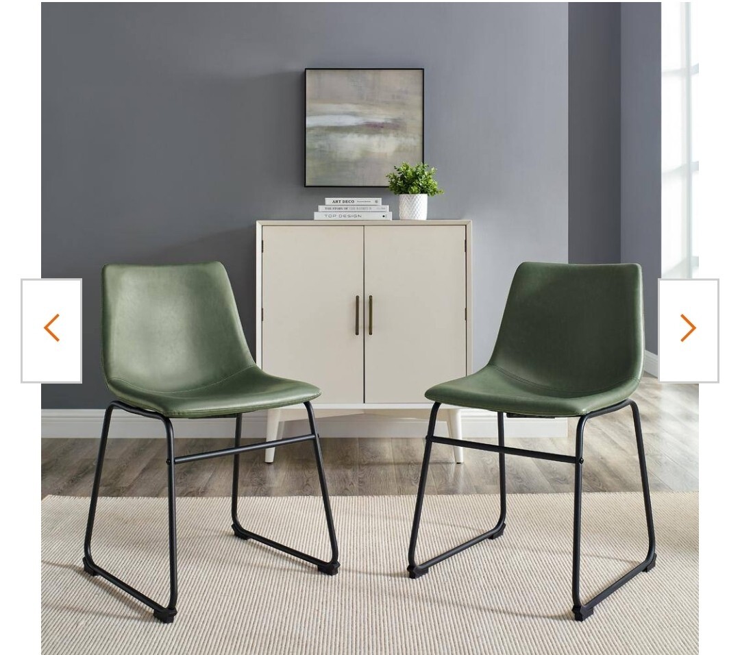 18 in. Green Low Back Metal Frame Dining Chair with Faux Leather Seat (Set of 2) gallery