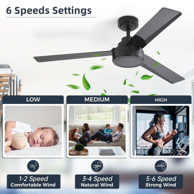 Sofucor Low Profile Ceiling Fan No Light Remote Indoor Outdoor Quiet Ceiling Fan gallery