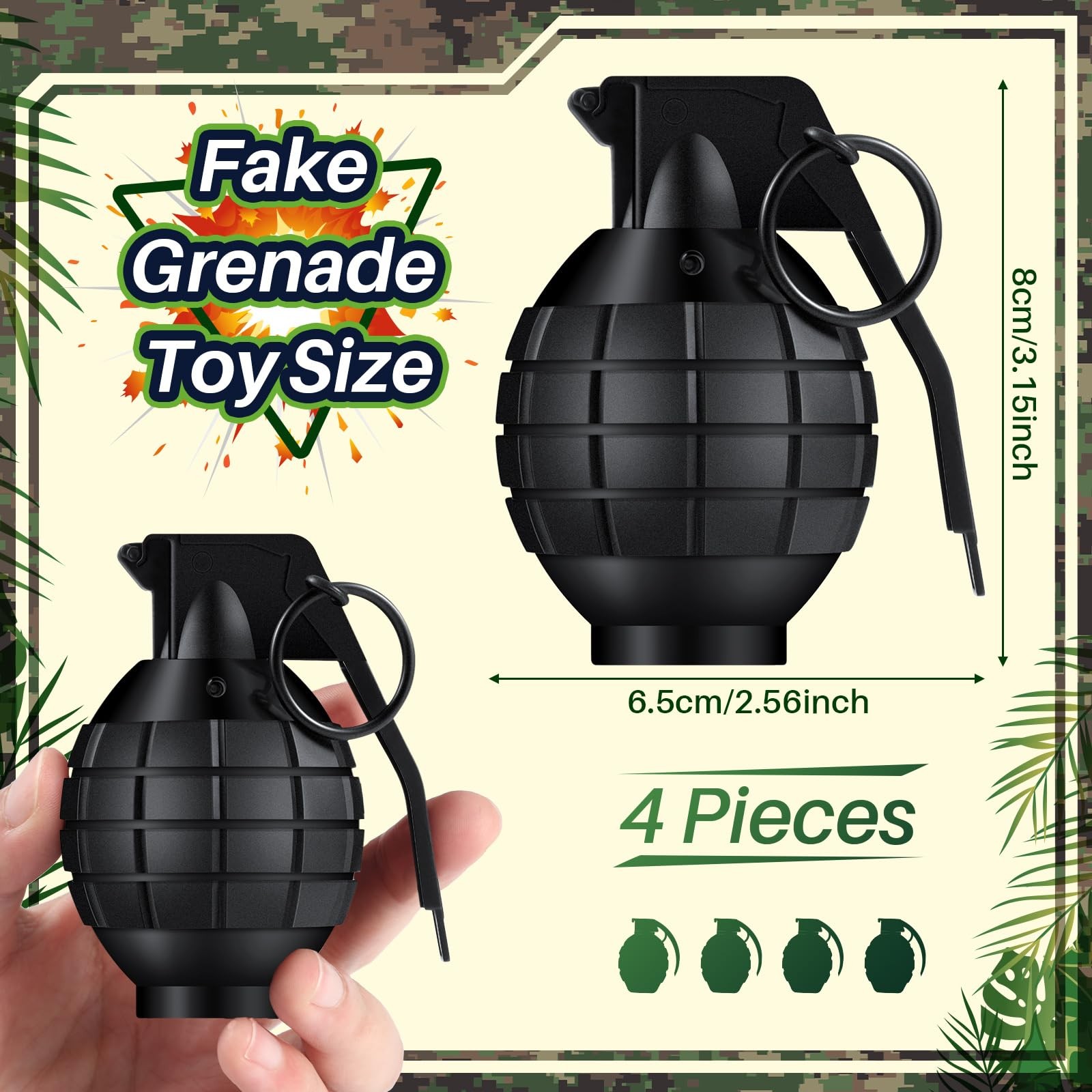 4 Pcs Plastic Hand Grenades with Realistic Sound Effects and Flashing Light, ... gallery