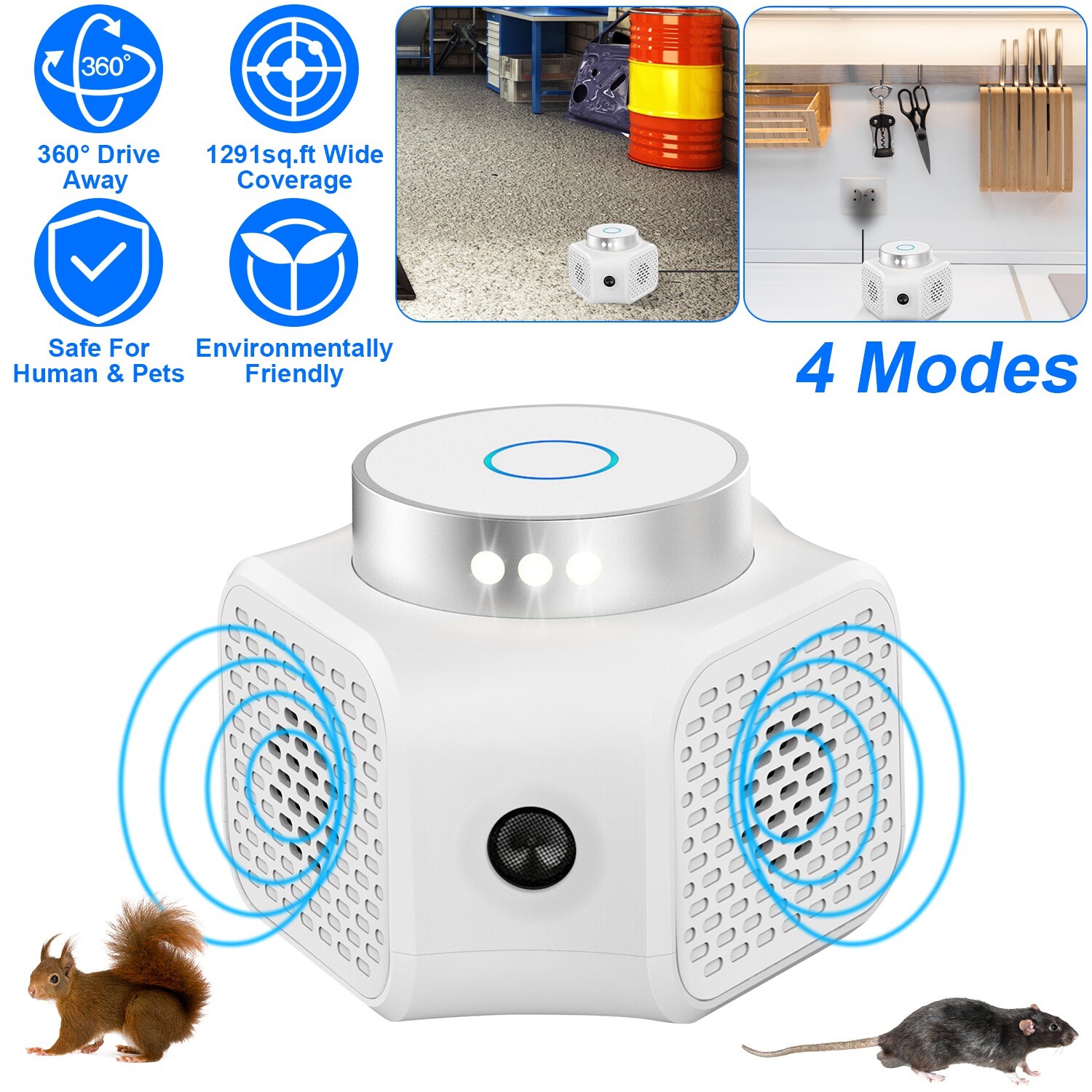 Ultrasonic Pest Repellent For Squirrel Mouse Repeller Rodent Detector Rat Deter gallery