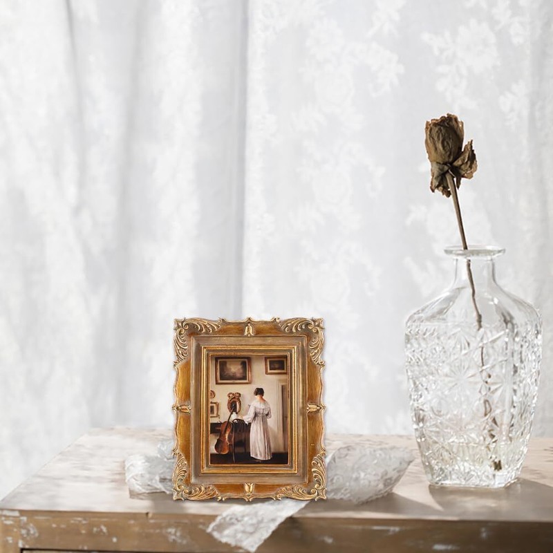 Small Vintage Picture Frames 2.5x3.5 Mini Antique Frame Tabletop and Wall Mount gallery