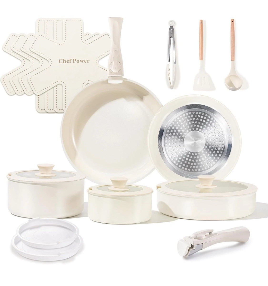 Ceramic Cookware Set Non Toxic with Detachable Handles, Healthy Nonstick Pans... gallery