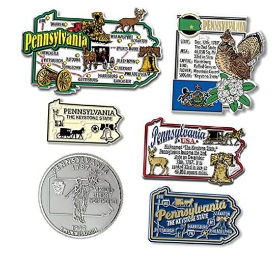 Pennsylvania Six-Piece State Magnet Set by , Includes 6 Unique Designs, gallery
