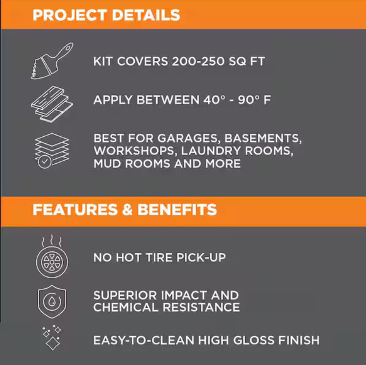 Rust-Oleum RockSolid 1 Car Garage Floor Kit - 90 oz. - Gray Polycuramine gallery