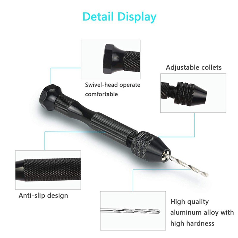 26 Pcs Mini Micro Drill Hand Bits Set Small Manual Keyless Chuck Pin Vise Rotary gallery