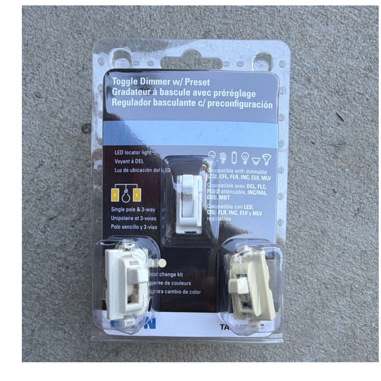 Eaton TAL06P1 Toggle Dimmer Wall Switch LED Locator Light 120V 3-Way CFL/LED gallery