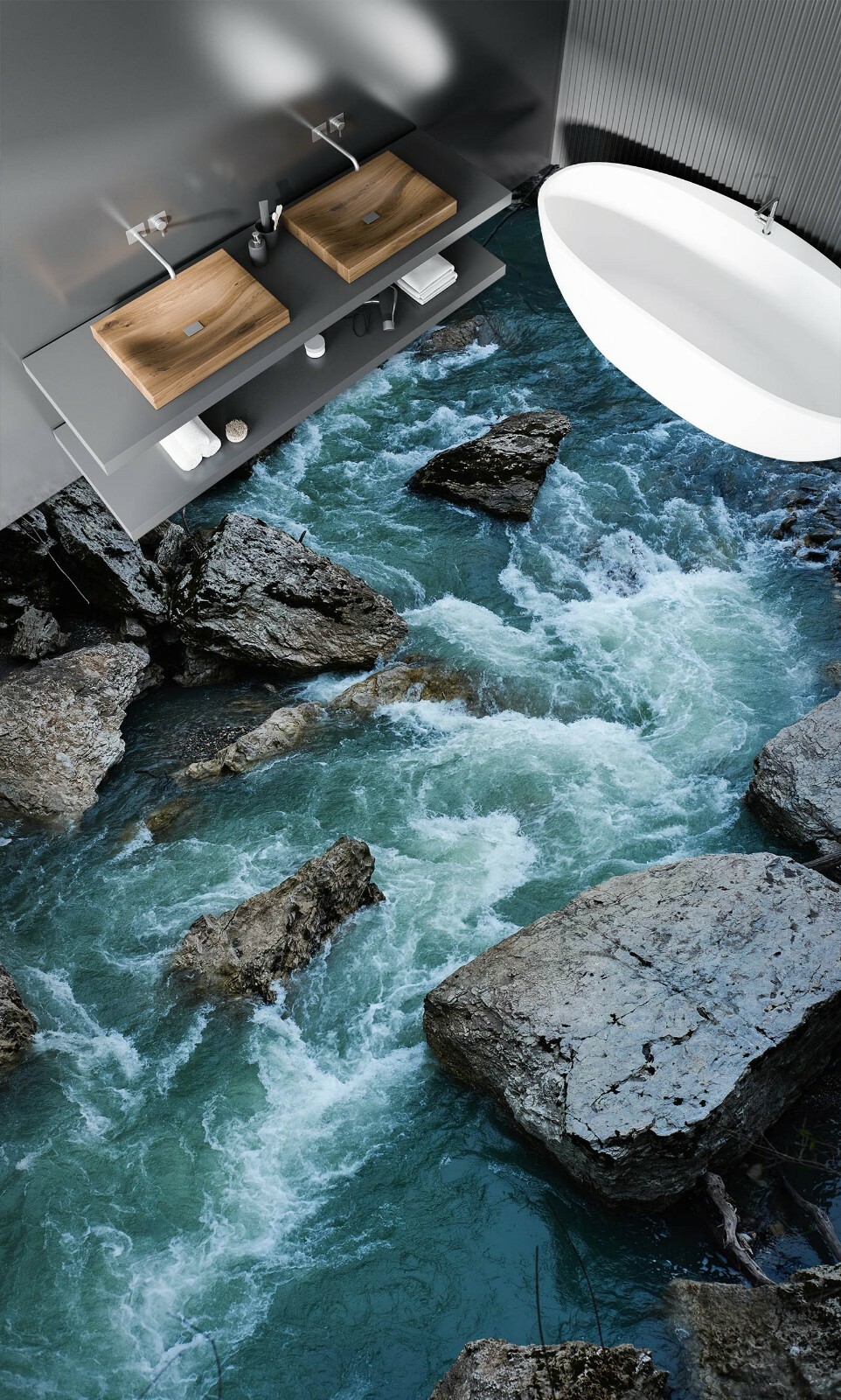 3D Stone River 2461NA Floor WallPaper Murals Wall Print Decal Fay gallery