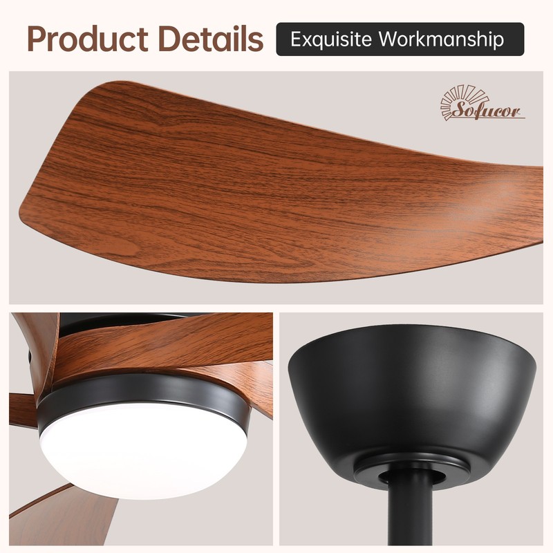 Sofucor 45in Smart Ceiling Fan with Remote Alexa/App Control Reversible DC Quiet gallery