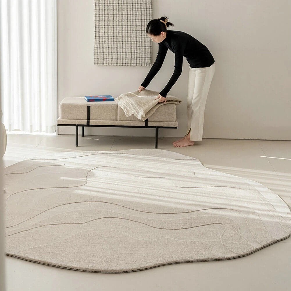 Canyon irregular White Hand-Tufted Wool Handmade Area Rug Carpet for any Room gallery