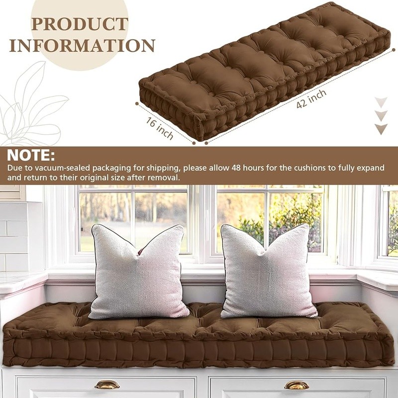 Tufted Velvet Memory Foam Bench Cushion Indoor Sofa Pillow Comfortable Seating gallery