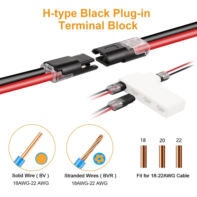 200pcs Double-Wire Plug-in Connector, Cable Clamp with Locking Buckle, AWG 18-22 gallery