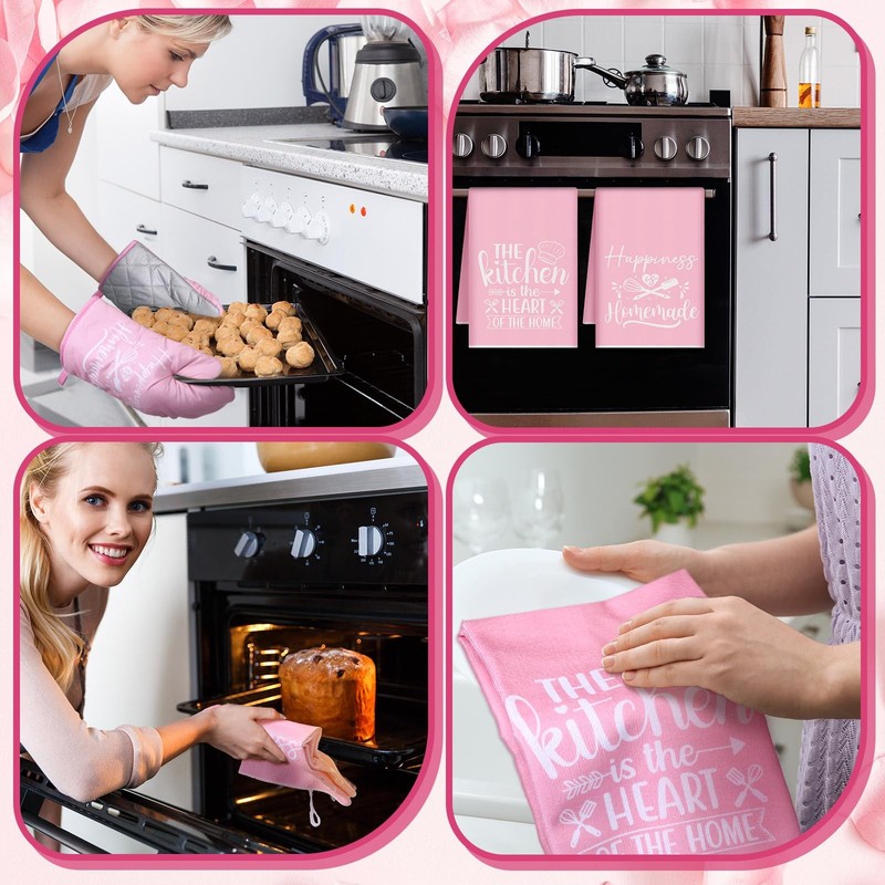 6 Pcs Kitchen Decor Accessories Set Farmhouse Towels Pot Holders Oven Mitts S... gallery