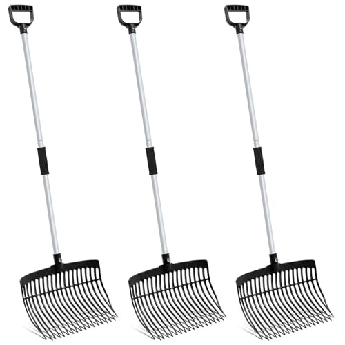 3 Sets Manure Fork with Long Metal Handle Pitch Fork Black D Shaped Grip gallery