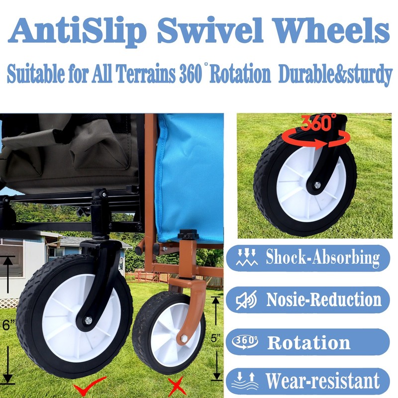 Collapsible Foldable Wagon w/ Strapping System,225lbs Utility Grocery Beach Cart gallery