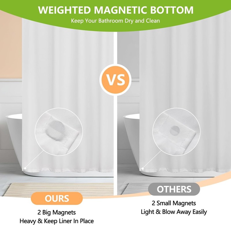 Waterproof Soft Microfiber Short Shower Curtain TPU Backed Lightweight, 60 x 60 gallery