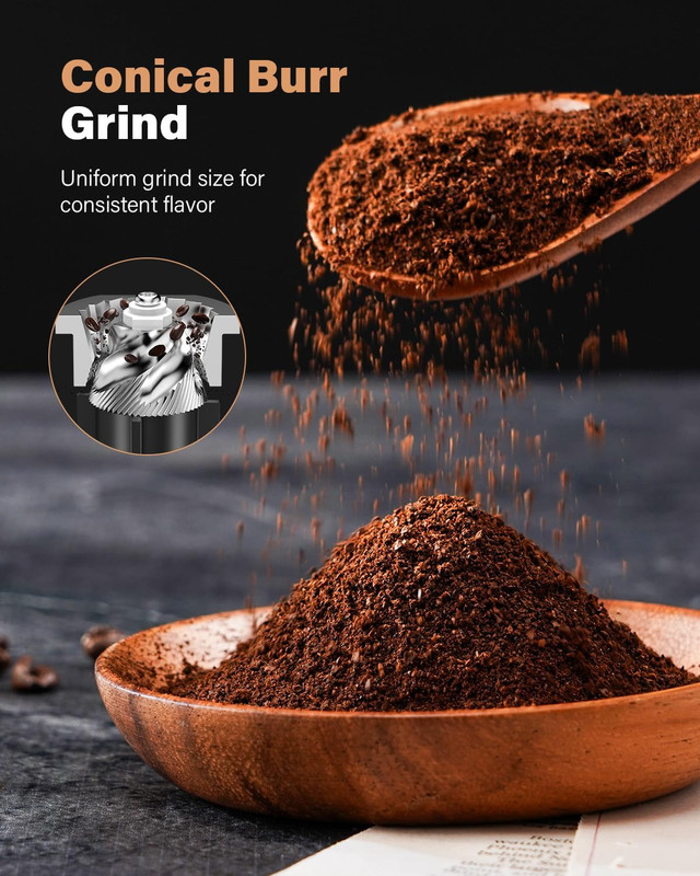 Electric Conical Burr Coffee Grinder with 51 Settings & Timer, Stainless Steel gallery