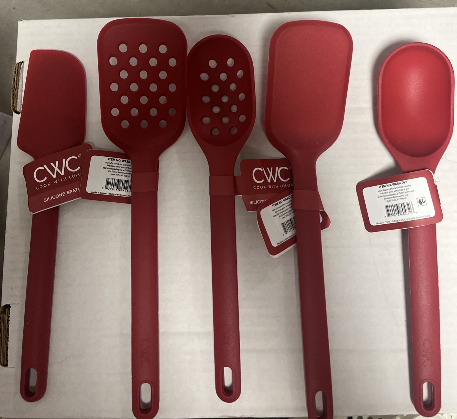 NWT 5 Pc RED Kitchen Silicone Utensils Spatula Turners Spoons Slotted Solid gallery