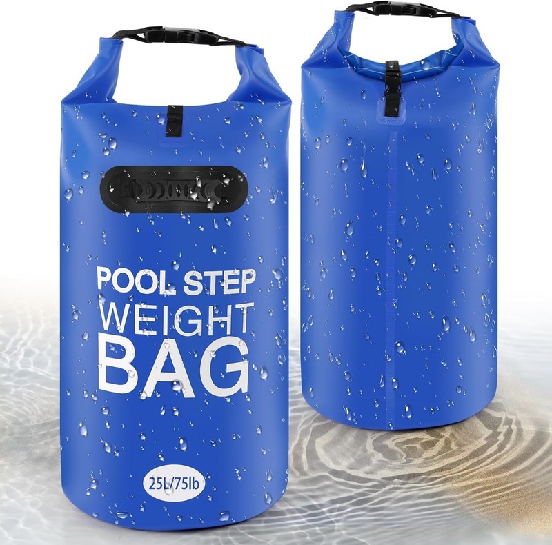 2 Pack 25L Waterproof Pool Step Weights - Durable 75lbs Capacity Blue Bags gallery