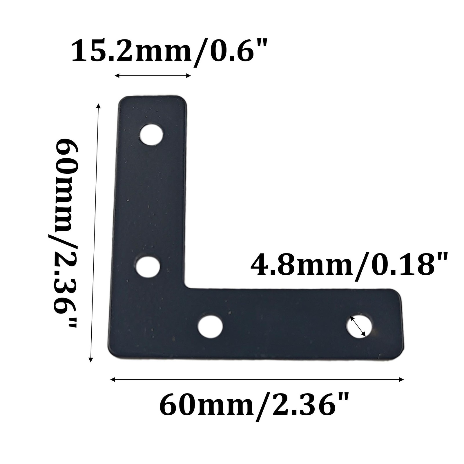 20PCS (60x60mm) Flat L Brackets Corner Braces, Heavy Duty 2.36" x 2.36" Black gallery