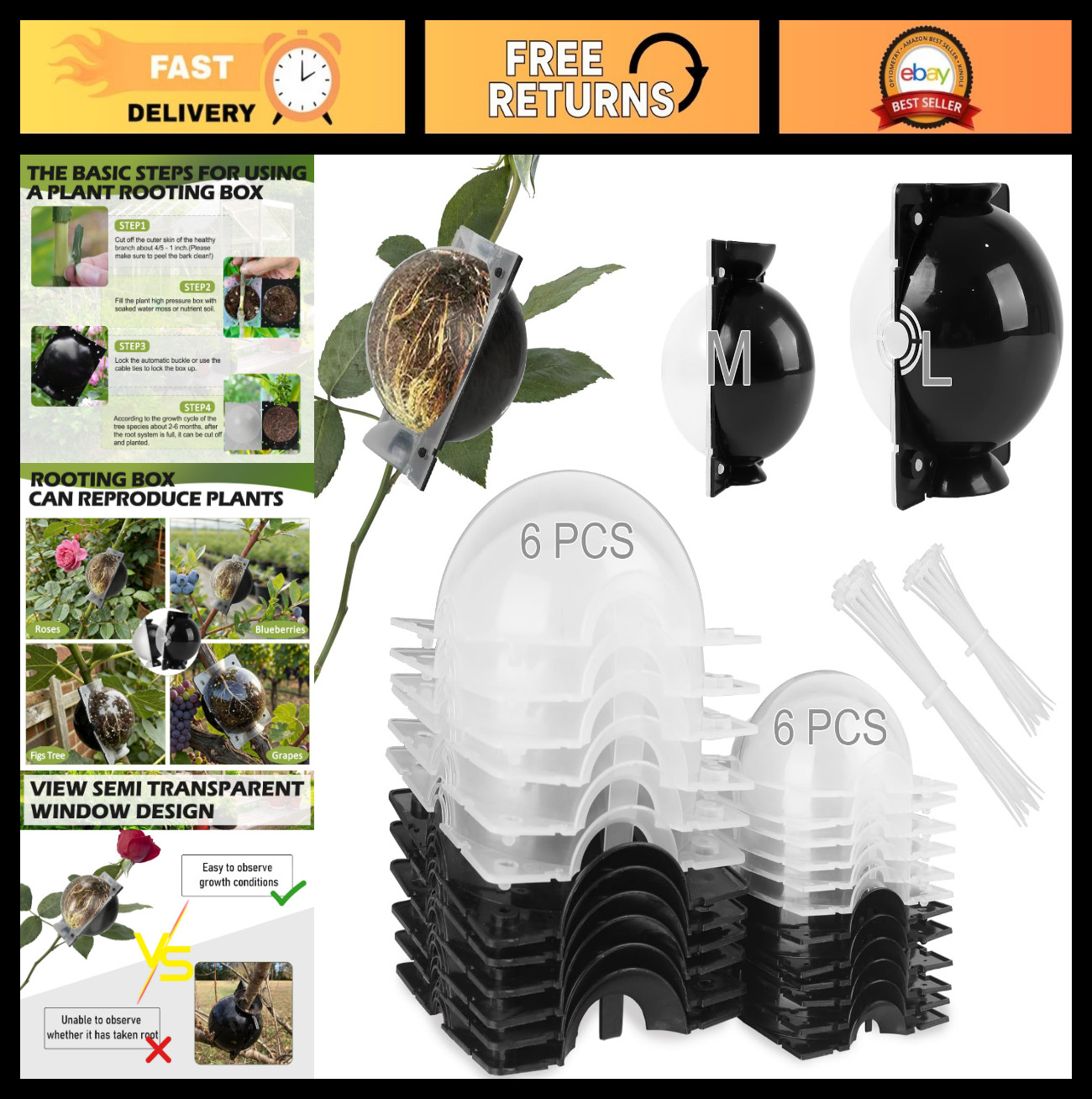 Tree Root Growing Box - Air Layering Pods Propagation Kit, Reusable Grafting Bal gallery