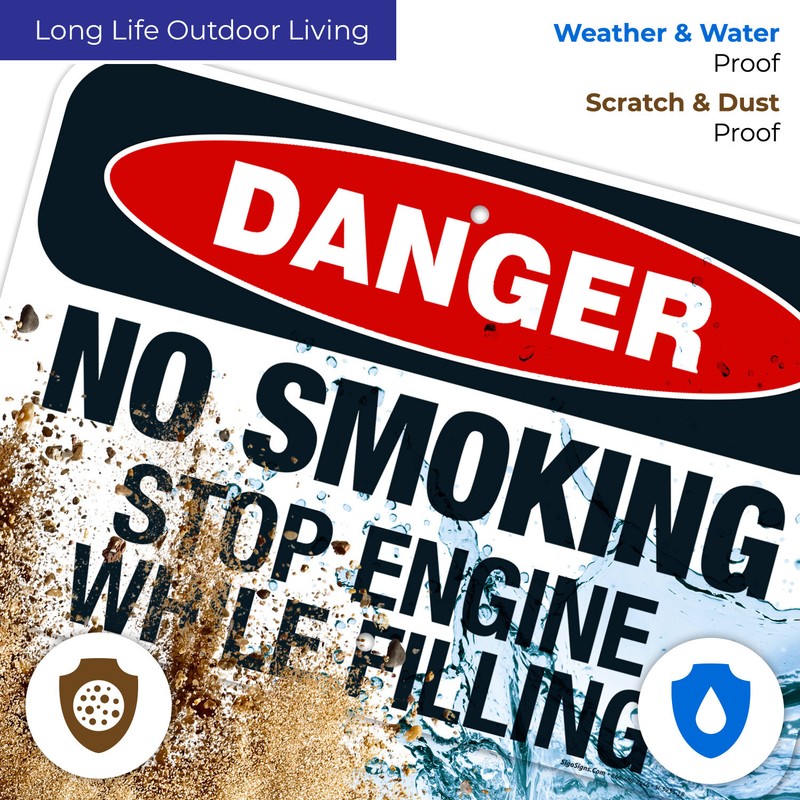 Danger No Smoking Stop Engine While Filling Sign, OSHA Danger Sign, gallery